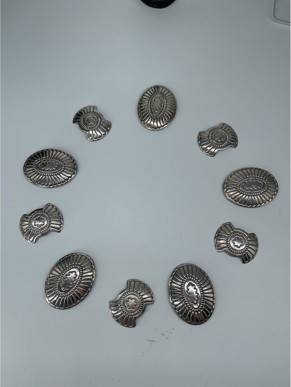 Vintage Sterling Silver Navajo Concho Belt Set‎ 10 Conchos 172.79g